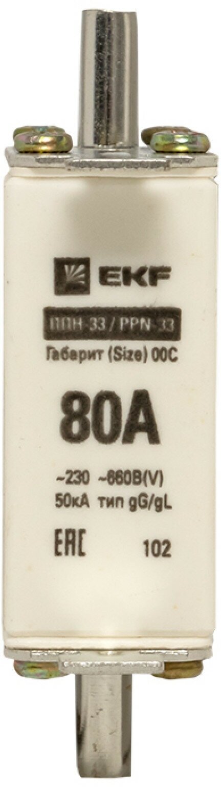 Вставка плавкая ППН-33 100/80А габарит 00С PROxima EKF fus-33/100/80 - фотография № 6