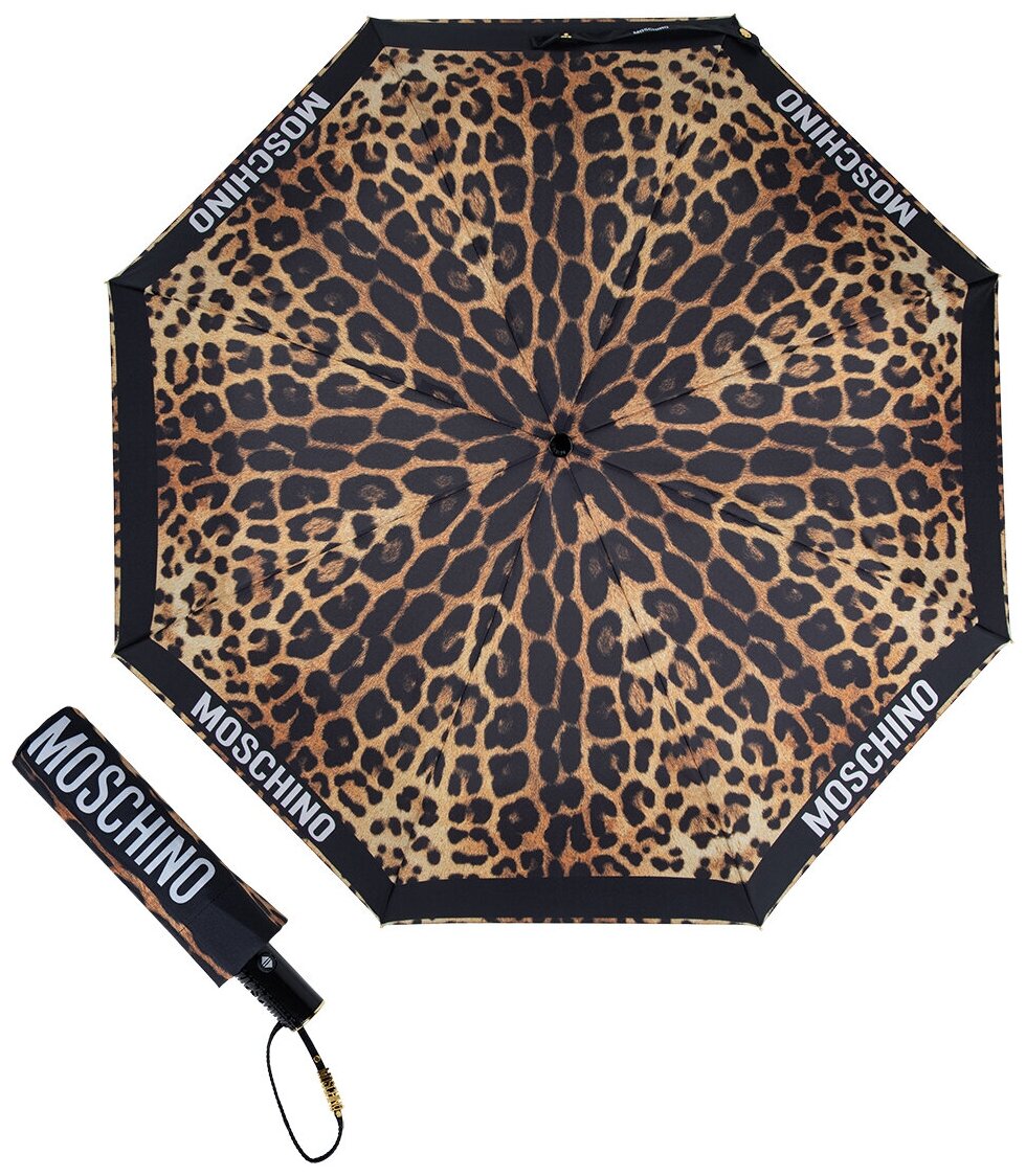 Зонт складной Moschino 8980-OCА Leopard Black/leo 
