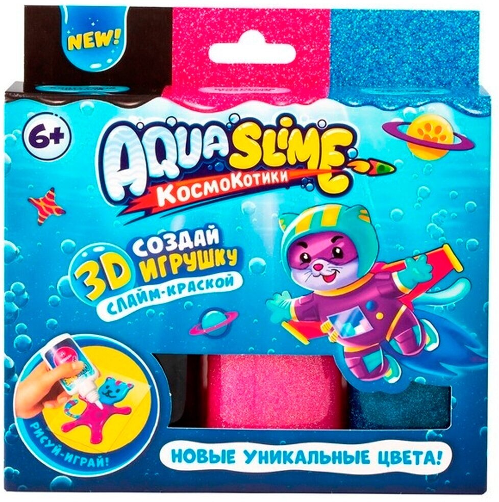 Набор для изготовления фигурок из цветного геля Aqua Slime розовый-синий