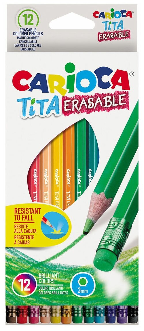 Carioca набор цветных карандашей Tita Erasable 12 цветов (42897) разноцветный