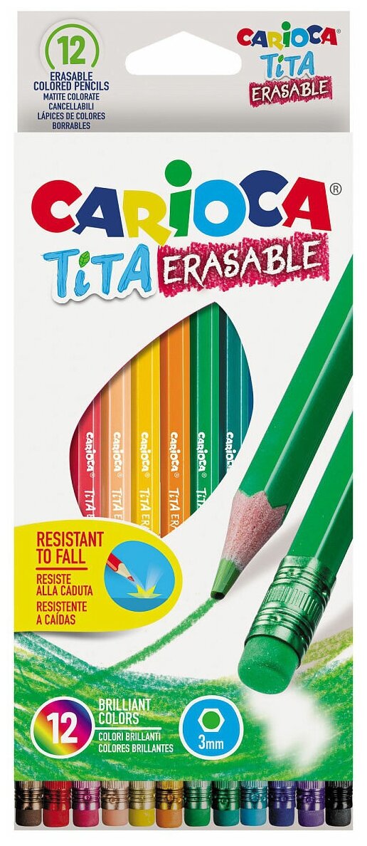 Carioca Набор цветныз карандашей "Carioca Tita Erasable", 12 цветов