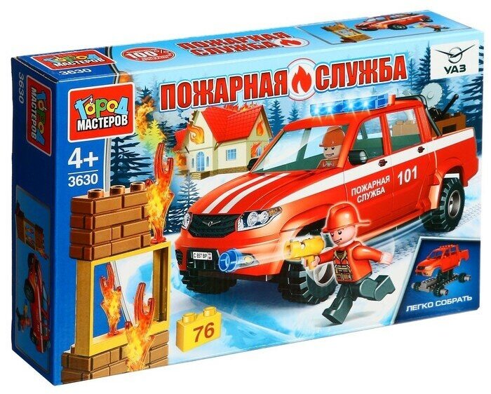Город мастеров Конструктор «UAZ Pickup Пожарная служба», 76 деталей