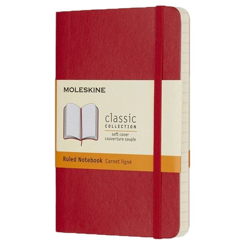 Блокнот Moleskine CLASSIC SOFT QP611F2 Pocket 90x140мм 192стр. линейка мягкая обложка красный
