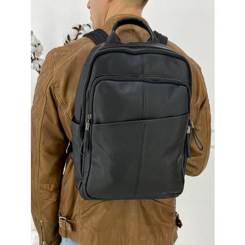 кожаный дорожный рюкзак 5608 блек Мужской кожаный дорожный рюкзак