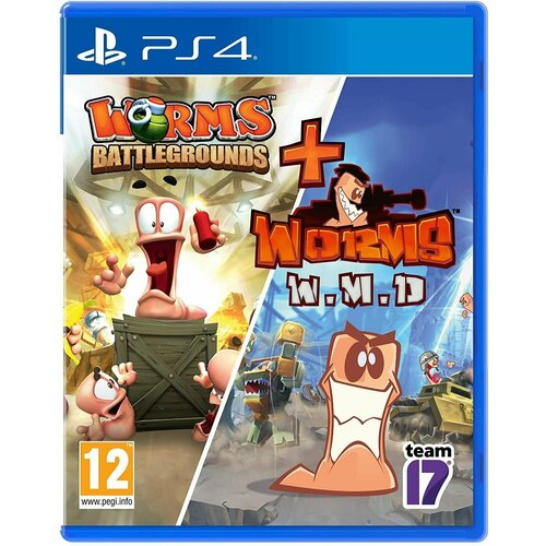 игра worms battlegrounds для playstation 4 Игра Worms Battlegrounds + Worms WMD - Double Pack (PlayStation 4, Английская версия)