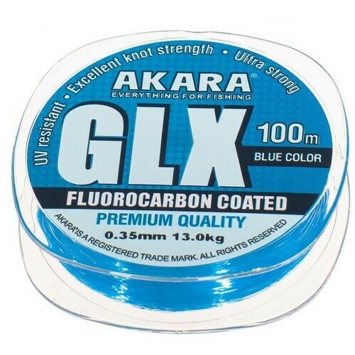 фото Леска akara glx premium blue, диаметр 0.35 мм, тест 13 кг, 100 м, голубая