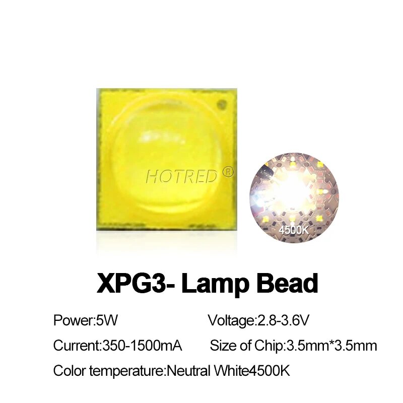 Светодиодный чип XPG3-NW4500K, 5W, желтый