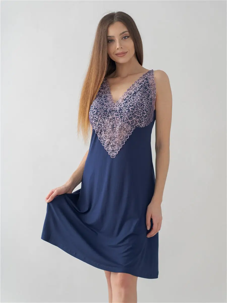 Сорочка Текстильный Край, размер 44, синий - фотография № 1