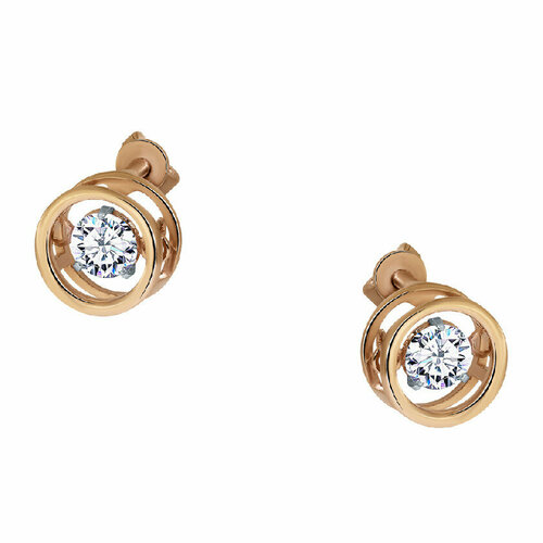 Серьги АЛЬФА-КАРАТ, красное золото, 585 проба, фианит, красный, золотой