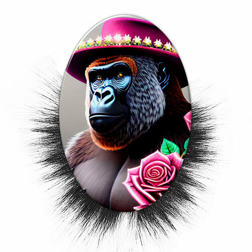 фото Брошь фартоvый брошь горилла(обезьяна) с мехом бижутерия, красный
