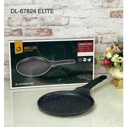 Delfi Сковорода блинная гранит 24см с толстым дном сковорода для блинов сковорода для оладьев сковорода для хычинов 2350₽