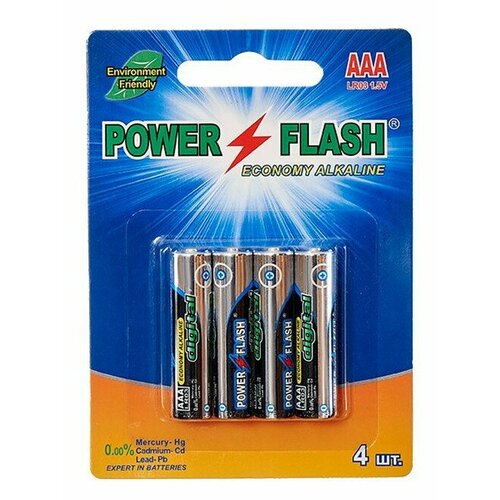 Батарейки алкалиновые ААА мизинчиковые Power Flash ECOLOGY 1.5v (LR3) - 4 шт.