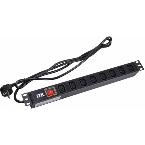 ITK PH12-8C131 PDU 8 розеток C13 с LED выкл,1U, шнур 2м вилка нем. ст