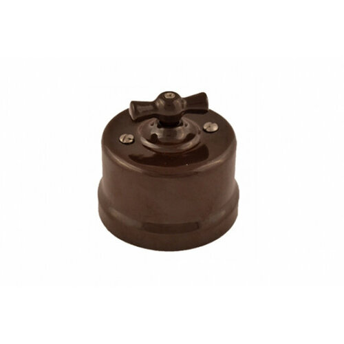 Выключатель ретро BIRONI Бирони 1-клавишный, поворотный, проходной фарфор, цвет : черный B1-201-03