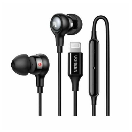 Проводные наушники UGREEN EP103 In-Ear Earphones with Lightning Чёрный