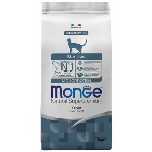 Monge Cat Monoprotein Sterilised корм для стерилизованных кошек всех пород, форель (1,5 кг)