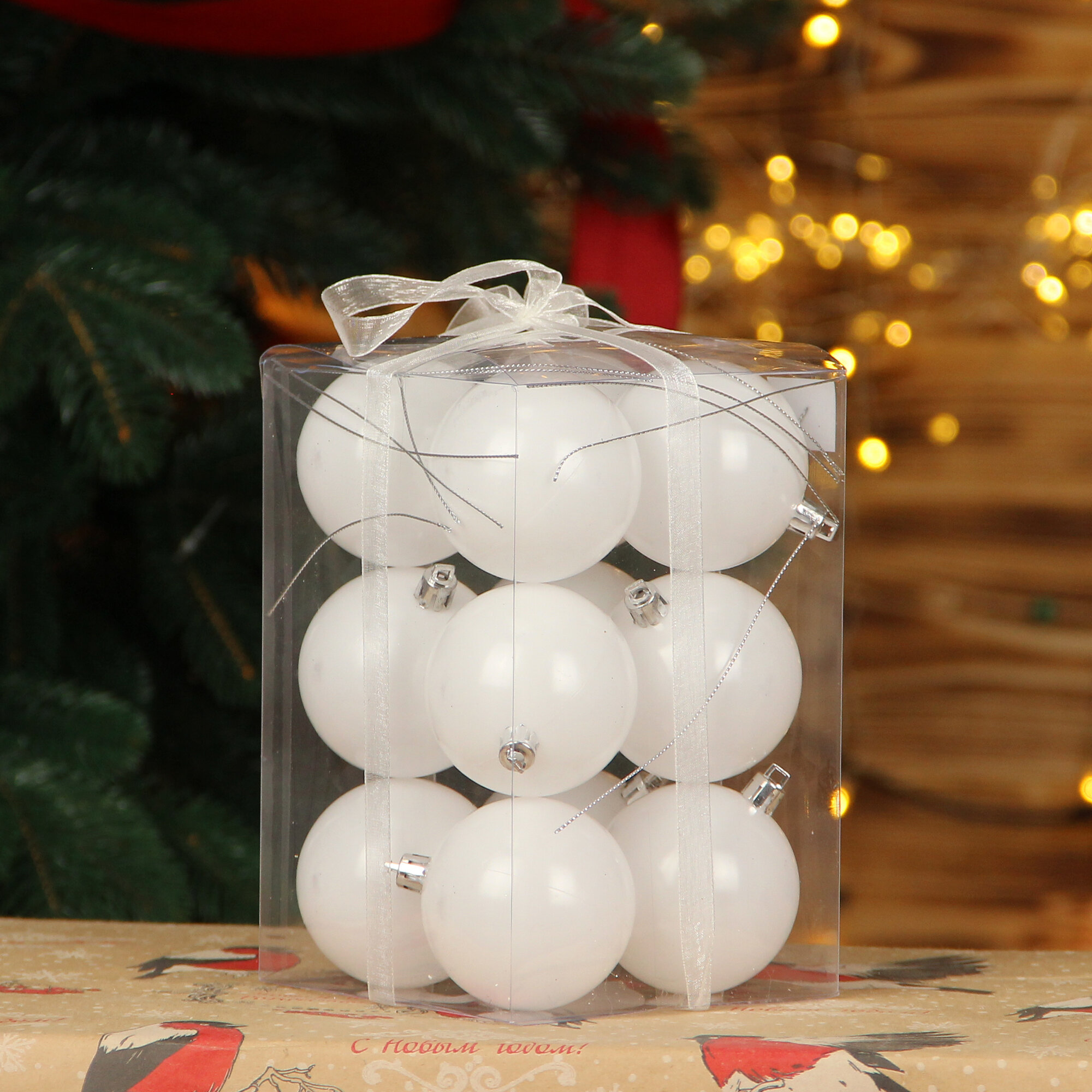 Елочные шары набор 6 см, 12 шт, белый для рисования