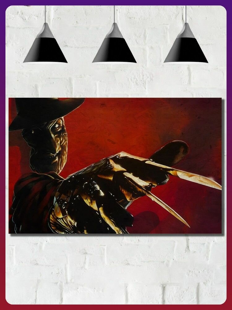 Картина интерьерная на рельефной доске Фильмы Кошмар на улице Вязов (Фредди Крюгер, ужасы, слэшер, хоррор) - 62412199