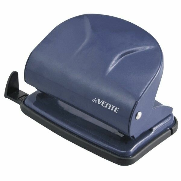 Дырокол deVENTE 20 листов металлический Liquid metal, синий с линейкой (4020323)