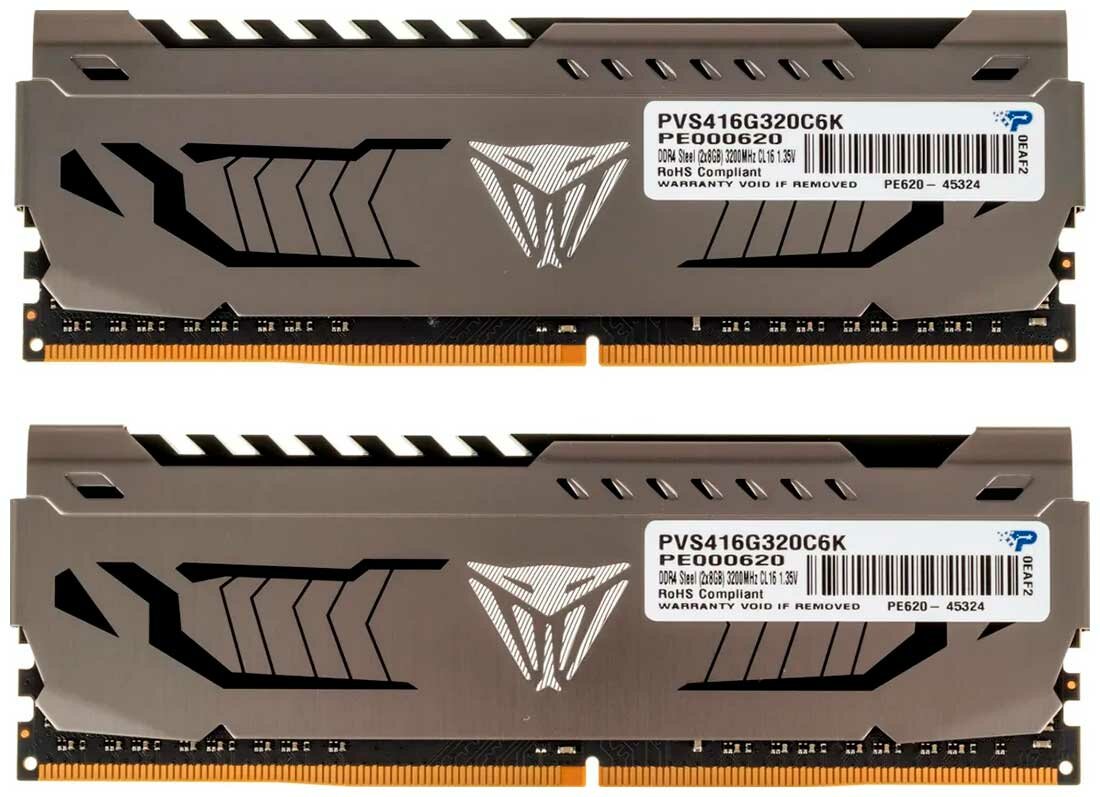 Оперативная память Patriot Memory DDR4 16GB (2x8GB) 3200MHz Viper Steel (PVS416G320C6K) — фото 1