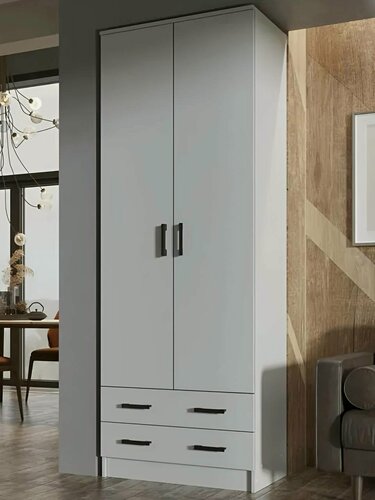 Изображение товара Шкаф 2-х створчатый дуэт ЛДСП белый (800/2200/487 мм) для дома, дачи, офиса