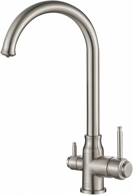 Смеситель для кухни Steel Hammer SH 763 SATIN с краном для питьевой воды  с поворотным изливом  глянцевый  однорычажный  сатин  латунный  с керамическим картриджем