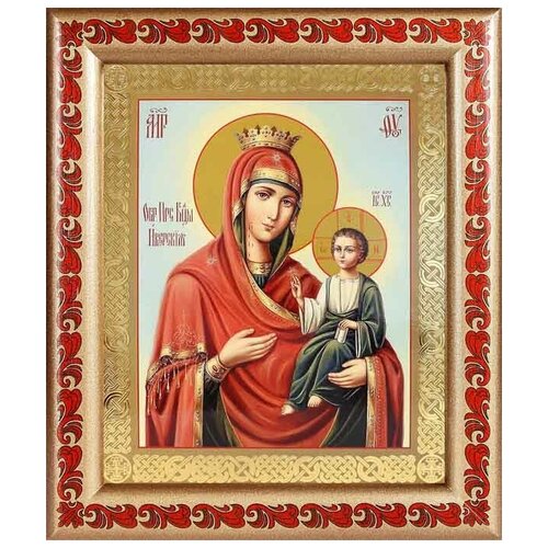 Иверская икона Божией Матери, рамка с узором 19*22,5 см икона божией матери умиление рамка с узором 19 22 5 см
