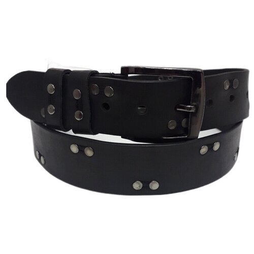 фото Ремень джинсовый из натуральной кожи 4 см х 115 см, цвет черный навигатор