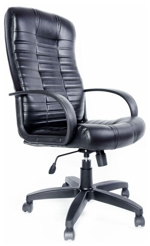 Кресло компьютерное Атлант Ультра офисное, натуральная кожа, черный