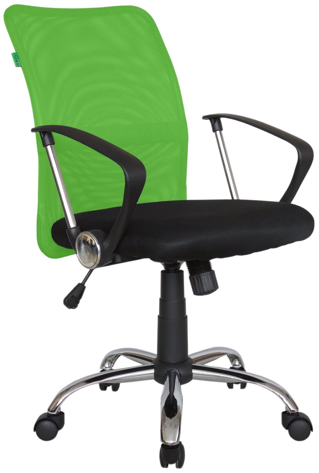 Кресло компьютерное Riva Chair 8075, Цвет обивки: зеленый, черный, Цвет корпуса: хром, черный