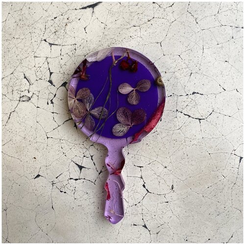 Карманное зеркальце MURKY на ручке глянцевое MM6 | Фиолетовый Аметист