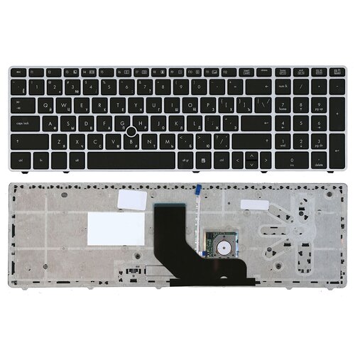 Клавиатура для ноутбука HP Probook 6560B черная с серебристой рамкой и трекпойнтом 1595₽