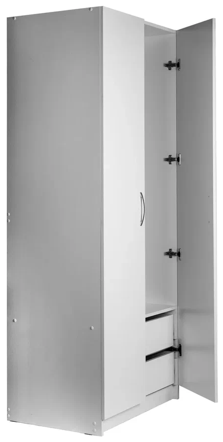 Шкаф гардеробный с двумя ящиками Надежда Д-110 белый (2000х800х570) - фотография № 3