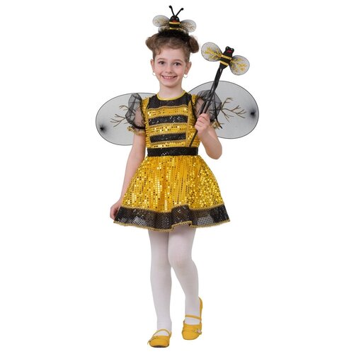 фото Костюм пчелка в платье детский, (платье, крылышки, ободок, волшебная палочка), 32 (122 см) батик