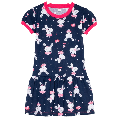 Платье для девочки А.80-16 КТ, цвет т.синий/зайчата, рост 98 см