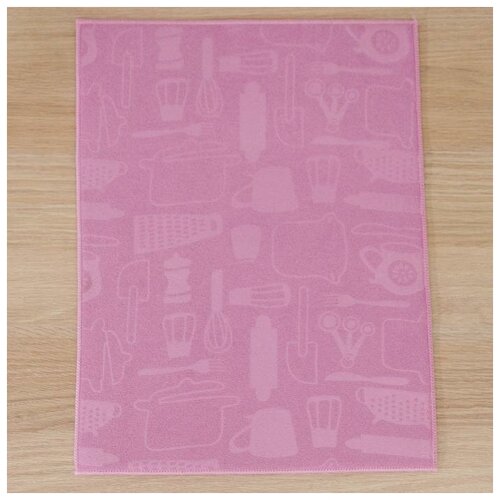 фото Коврик для сушки посуды "кухня", 38x50 см, микрофибра, цвет розовый доляна