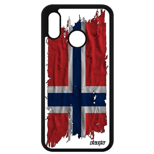 фото Красивый чехол для мобильного // huawei p20 lite // "флаг норвегии на ткани" страна стиль, utaupia, белый