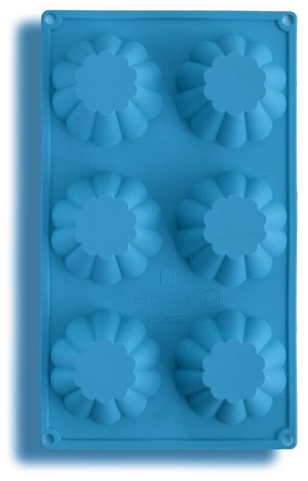 Форма для выпечки силиконовая "Кекс", 6 ячеек, голубой
