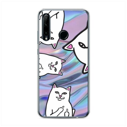 фото Силиконовый чехол "кот с факами на шелке" на honor 20e / хонор 20е case place