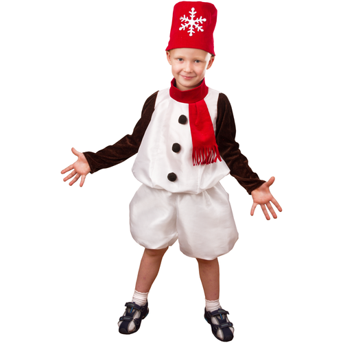 фото Карнавальный костюм детский "снеговик "снежок" (белый, р-р 24) elite classic