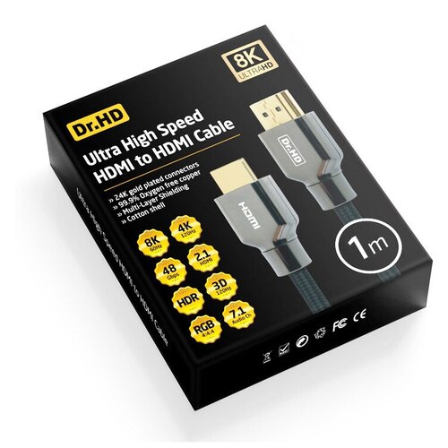 Dr.HD 8K HDMI 2.1 кабель 1 м Dr. HD кабель choetech hdmi 8k 60hz 48gbps в нейлоновой оплетке 2м xhh01