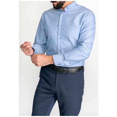 фото Рубашка мужская длинный рукав greg 230/131/14020/zn/b/1p, прилегающий силуэт / super slim fit, цвет голубой, рост 174-184, размер ворота 42