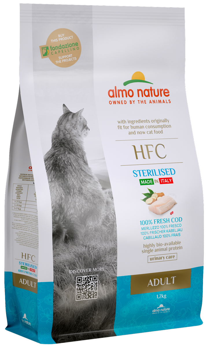 Корм Almo Nature HFC Sterilised Fresh Cod для стерилизованных кошек, с треской, 300 г - фотография № 2