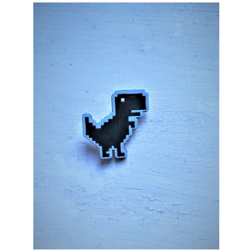 фото Artuniq значок / брошь из дерева "динозавр стив" на замке-булавке / красивая деревянная брошка ручной росписи / аксессуар на рюкзак, одежду / подарок для него и нее