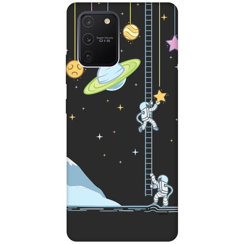 Матовый Soft Touch силиконовый чехол на Samsung Galaxy S10 Lite, Самсунг С10 Лайт с 3D принтом Ladder into Space черный матовый soft touch силиконовый чехол на samsung galaxy s10 самсунг с10 плюс с 3d принтом ladder into space черный