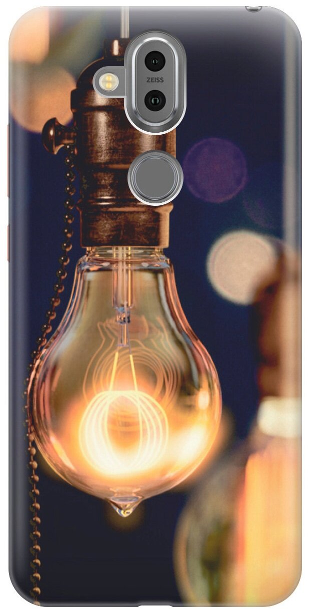 Силиконовый чехол на Nokia 8.1, Нокиа 8.1 с эффектом блеска "Ретро-лампа"