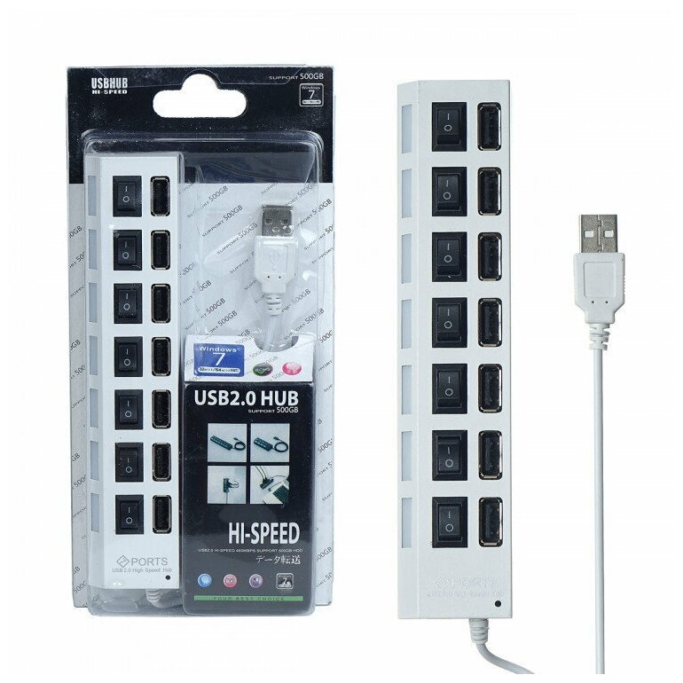 USB Hub разветвитель на 7 USB с выключателями