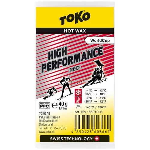 Гоночный парафин Toko High Performance, 5501026, красный, 40 г