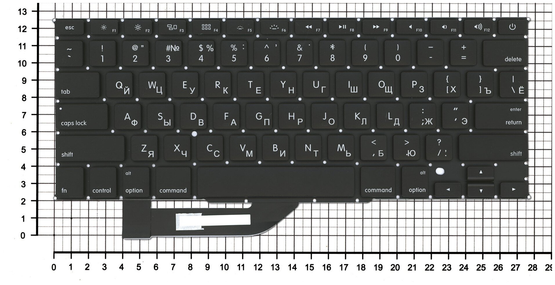 Клавиатура для ноутбука Apple MacBook Pro A1398 Retina 15" черная плоский Enter