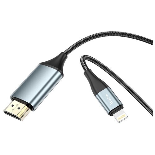 Кабель HDMI HOCO UA15, Lightning - HDMI, 2 м, серый металлик ua15 кабель lightning на hdmi